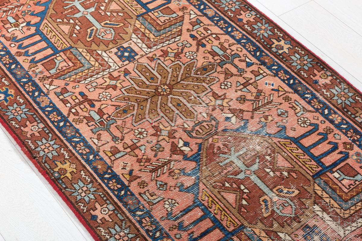 Antique Medallion Runner Rug, Faded Red – 10' 9" x 2' 9" (327 x 83 cm)