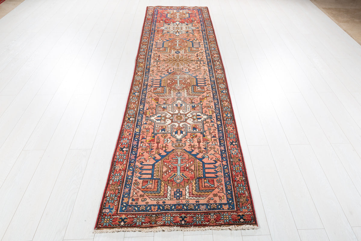 Antique Medallion Runner Rug, Faded Red – 10' 9" x 2' 9" (327 x 83 cm)