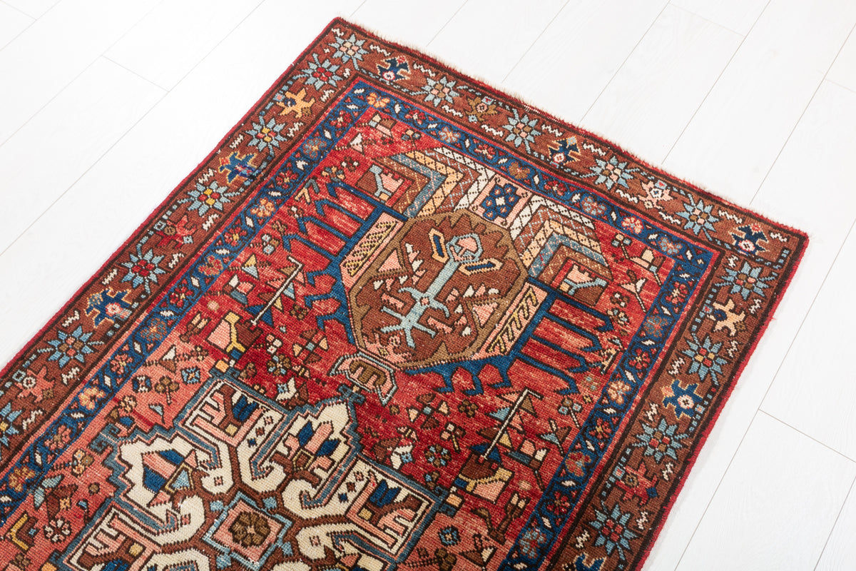 Antique Medallion Runner Rug, Faded Red – 10' 9" x 2' 9" (327 x 83 cm)