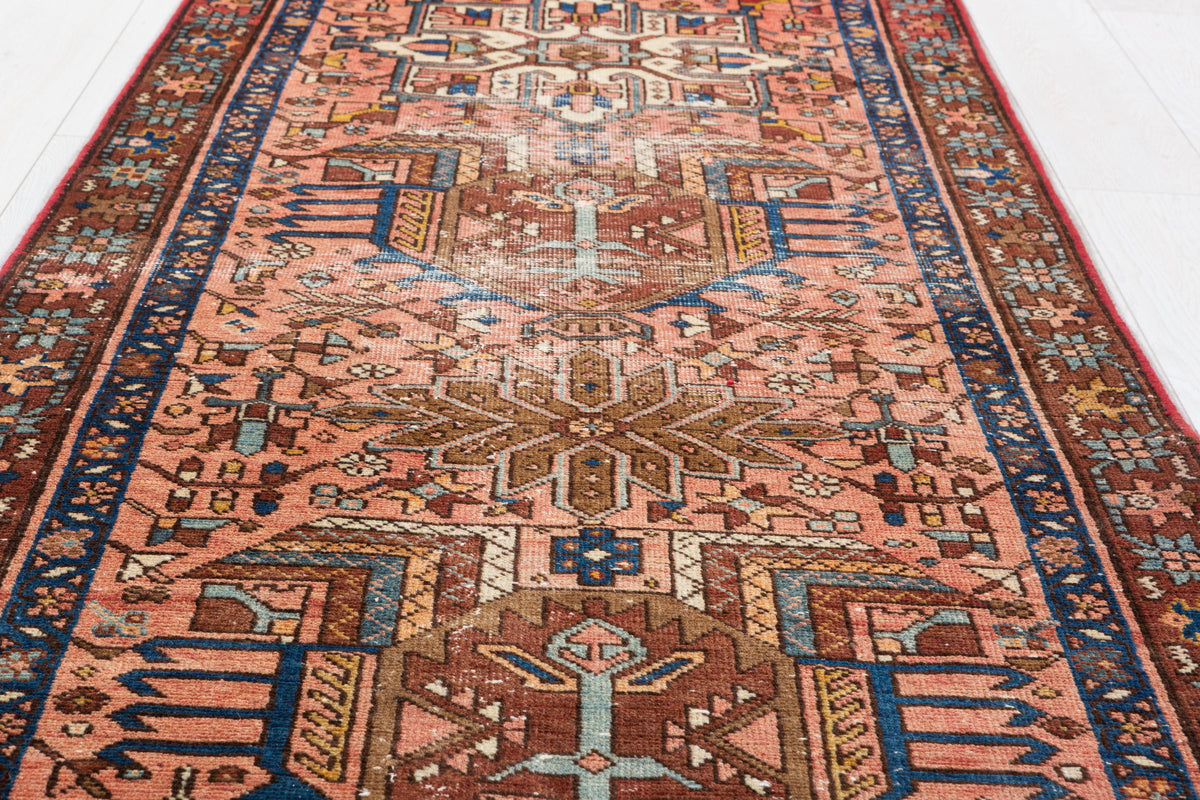 Antique Medallion Runner Rug, Faded Red – 10' 9" x 2' 9" (327 x 83 cm)