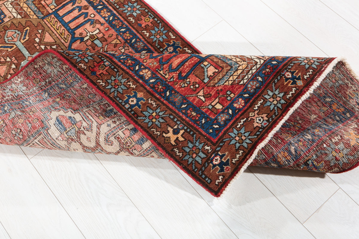 Antique Medallion Runner Rug, Faded Red – 10' 9" x 2' 9" (327 x 83 cm)