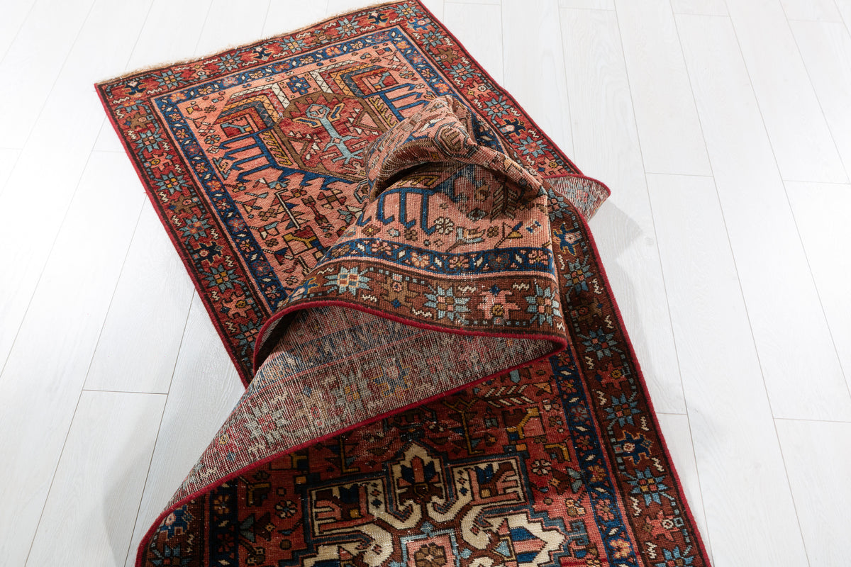 Antique Medallion Runner Rug, Faded Red – 10' 9" x 2' 9" (327 x 83 cm)