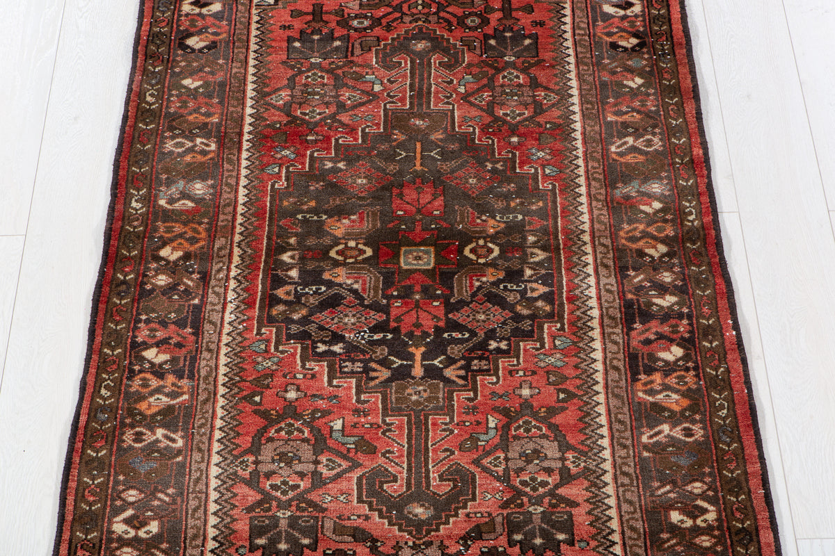Tapis ancien en laine nouée à la main, rouge rouille délavé – 6' 6" x 3' 3" (199 x 100 cm)