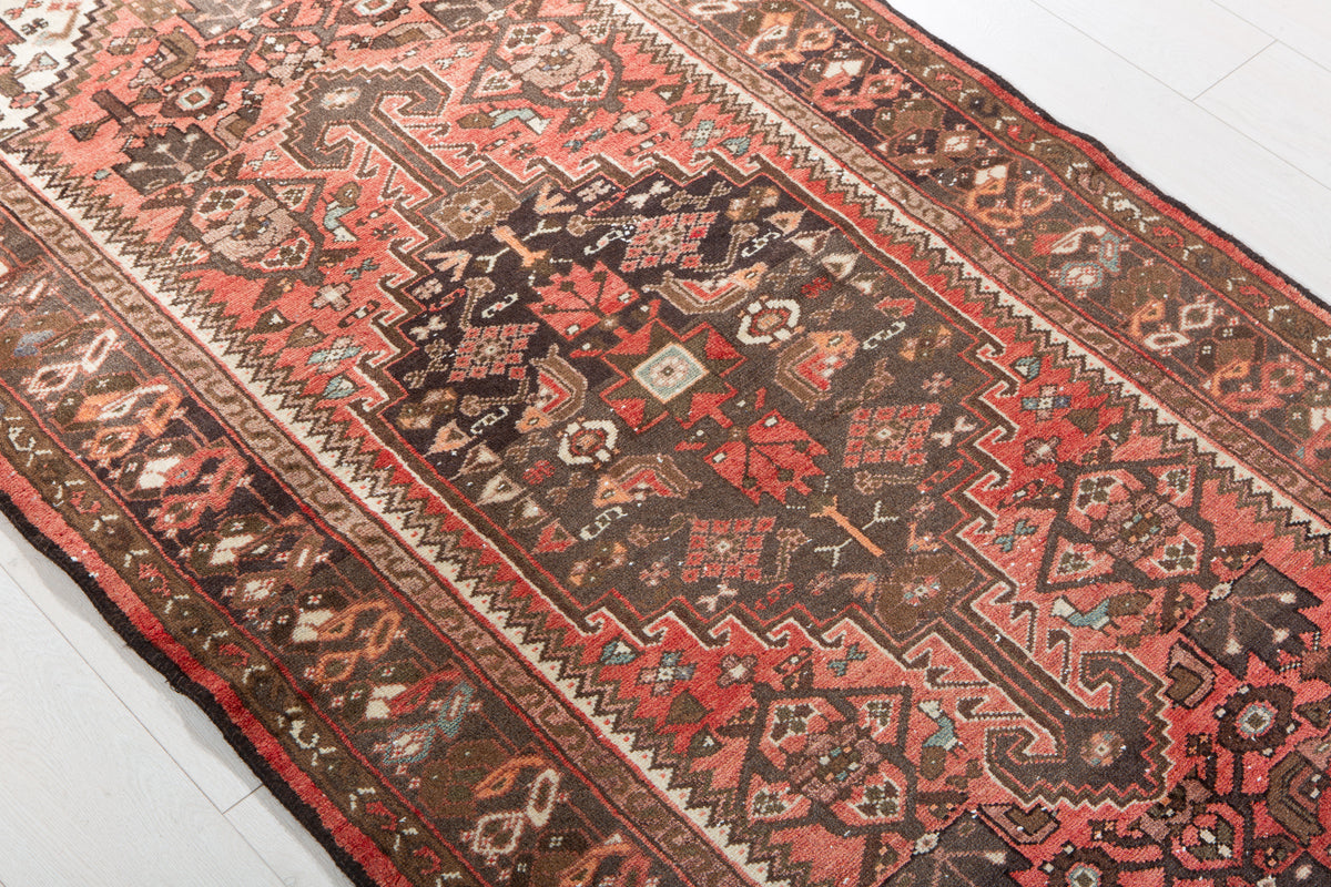 Tapis ancien en laine nouée à la main, rouge rouille délavé – 6' 6" x 3' 3" (199 x 100 cm)