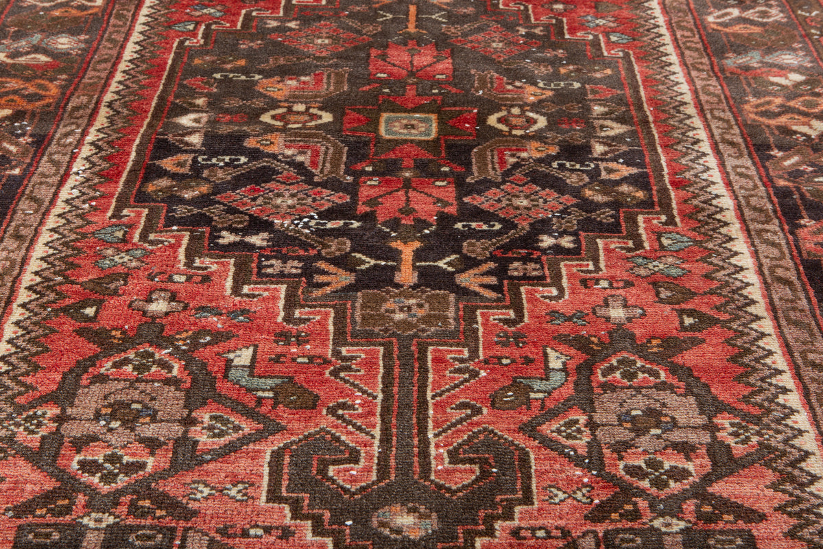 Tapis ancien en laine nouée à la main, rouge rouille délavé – 6' 6" x 3' 3" (199 x 100 cm)