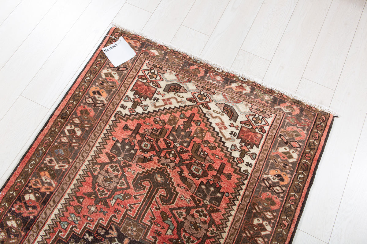 Tapis ancien en laine nouée à la main, rouge rouille délavé – 6' 6" x 3' 3" (199 x 100 cm)
