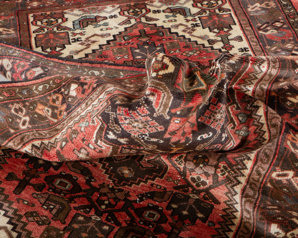 Tapis ancien en laine nouée à la main, rouge rouille délavé – 6' 6" x 3' 3" (199 x 100 cm)