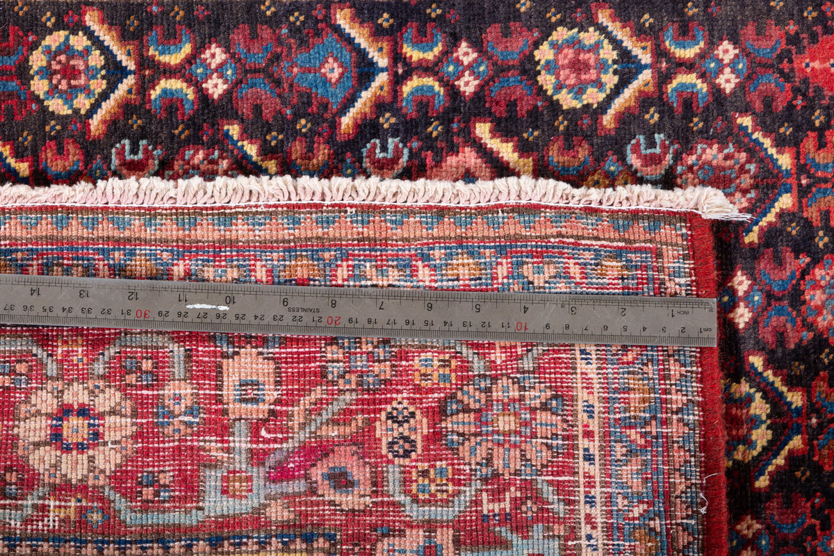 Rare Semi-Antique Allover Hand-Knotted Wool Rug, Muted Navy Blue – 7' 9" x 3' 8" (237 x 112 cm)