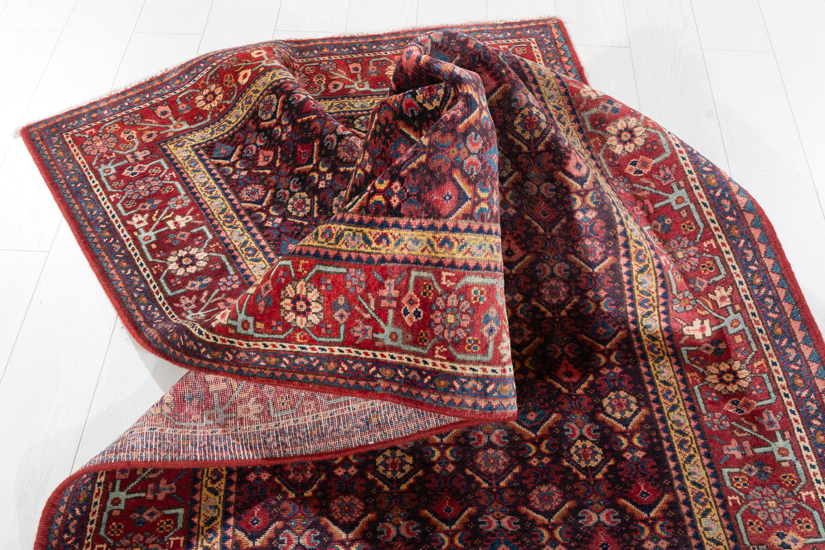 Rare Semi-Antique Allover Hand-Knotted Wool Rug, Muted Navy Blue – 7' 9" x 3' 8" (237 x 112 cm)
