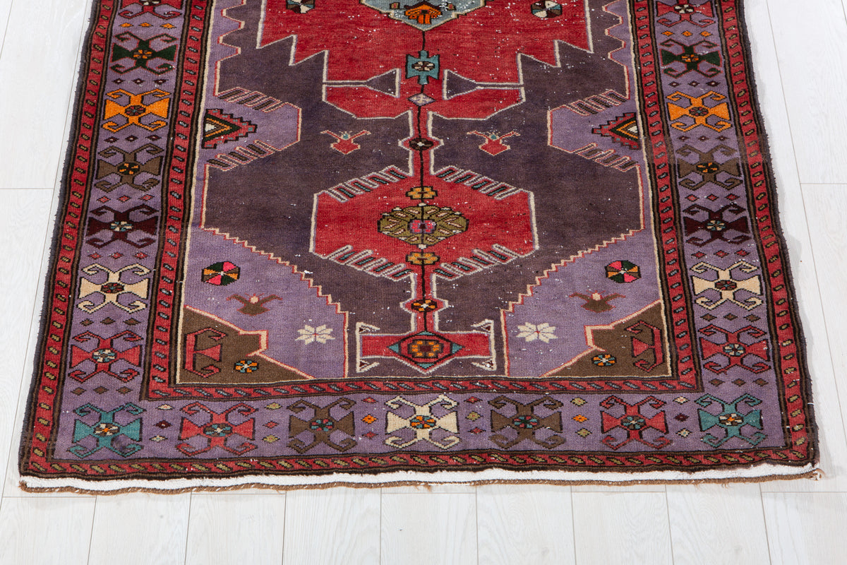Collectible Antique Purple & Red Rug – 7' 2" x 4' 1" (219 x 125 cm)