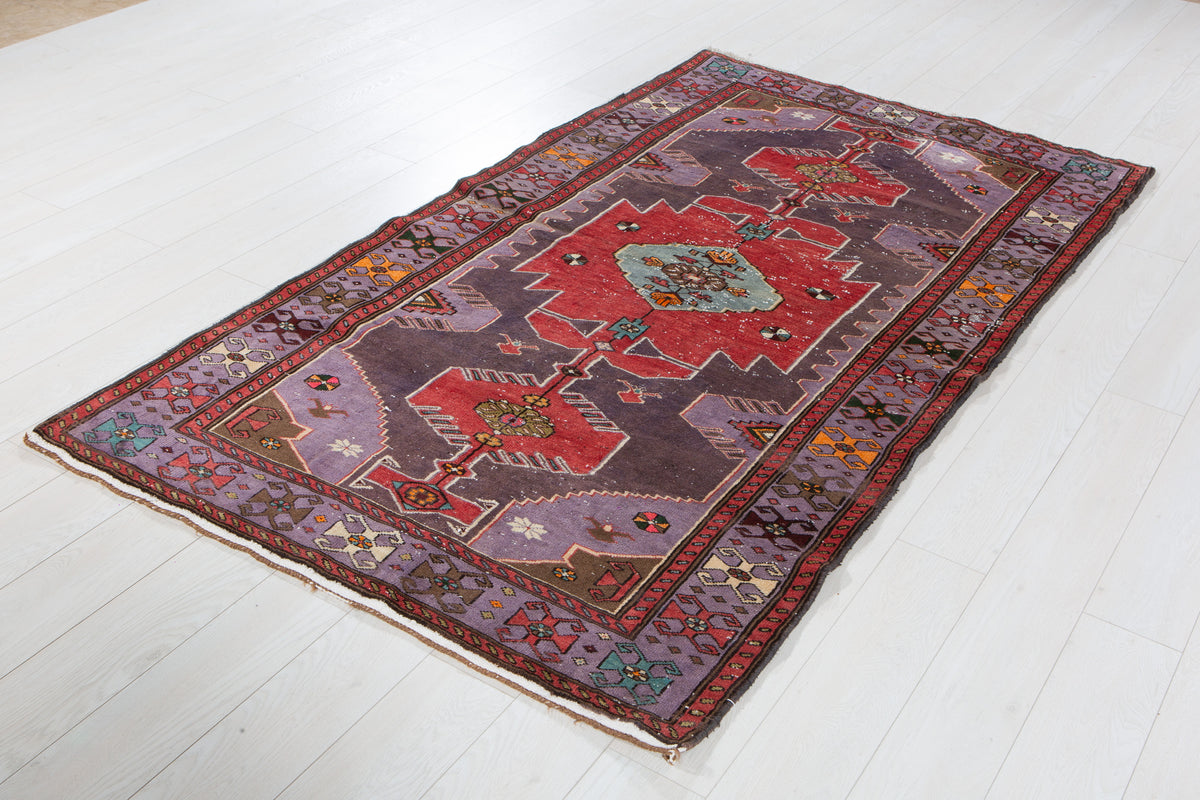 Collectible Antique Purple & Red Rug – 7' 2" x 4' 1" (219 x 125 cm)