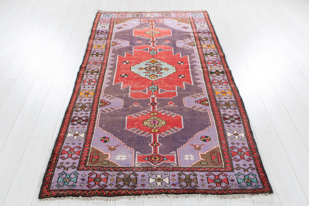 Collectible Antique Purple & Red Rug – 7' 2" x 4' 1" (219 x 125 cm)
