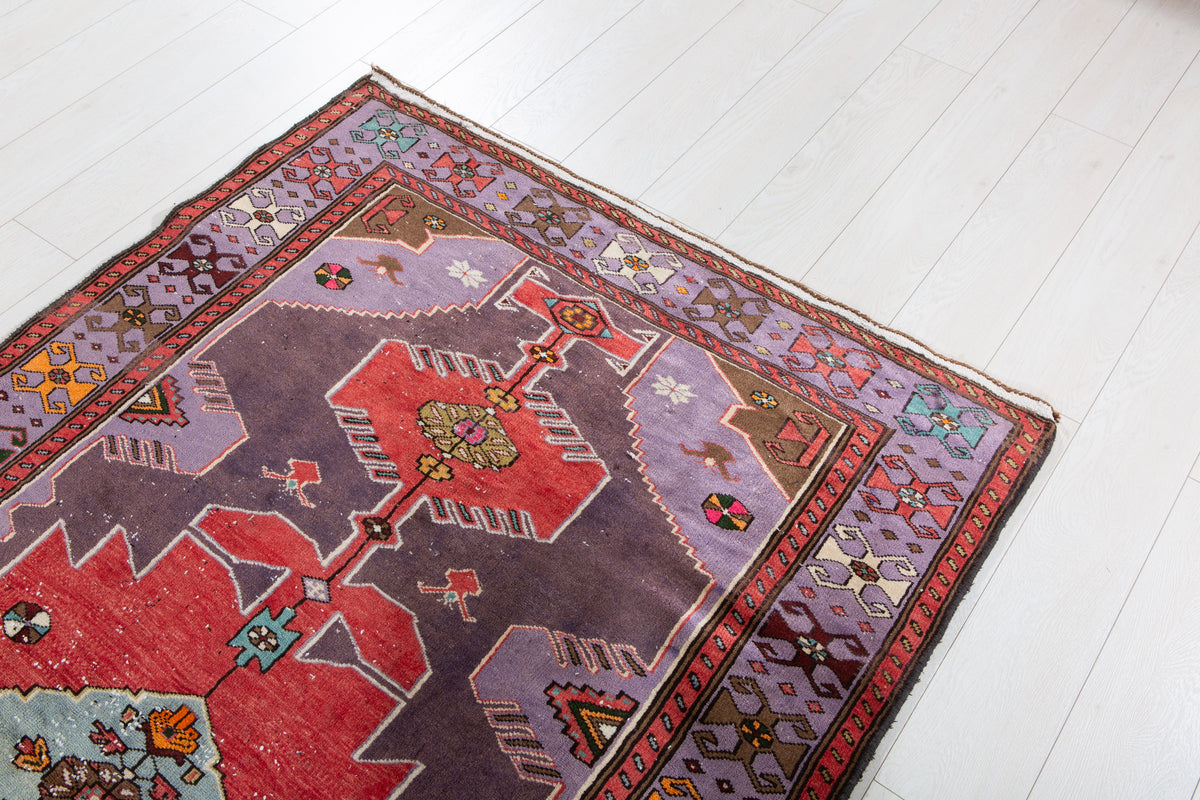 Collectible Antique Purple & Red Rug – 7' 2" x 4' 1" (219 x 125 cm)