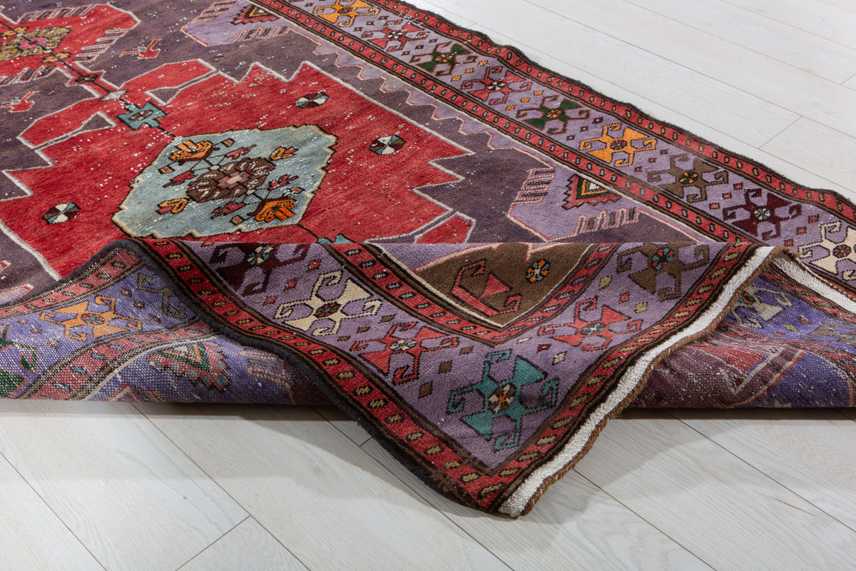 Collectible Antique Purple & Red Rug – 7' 2" x 4' 1" (219 x 125 cm)