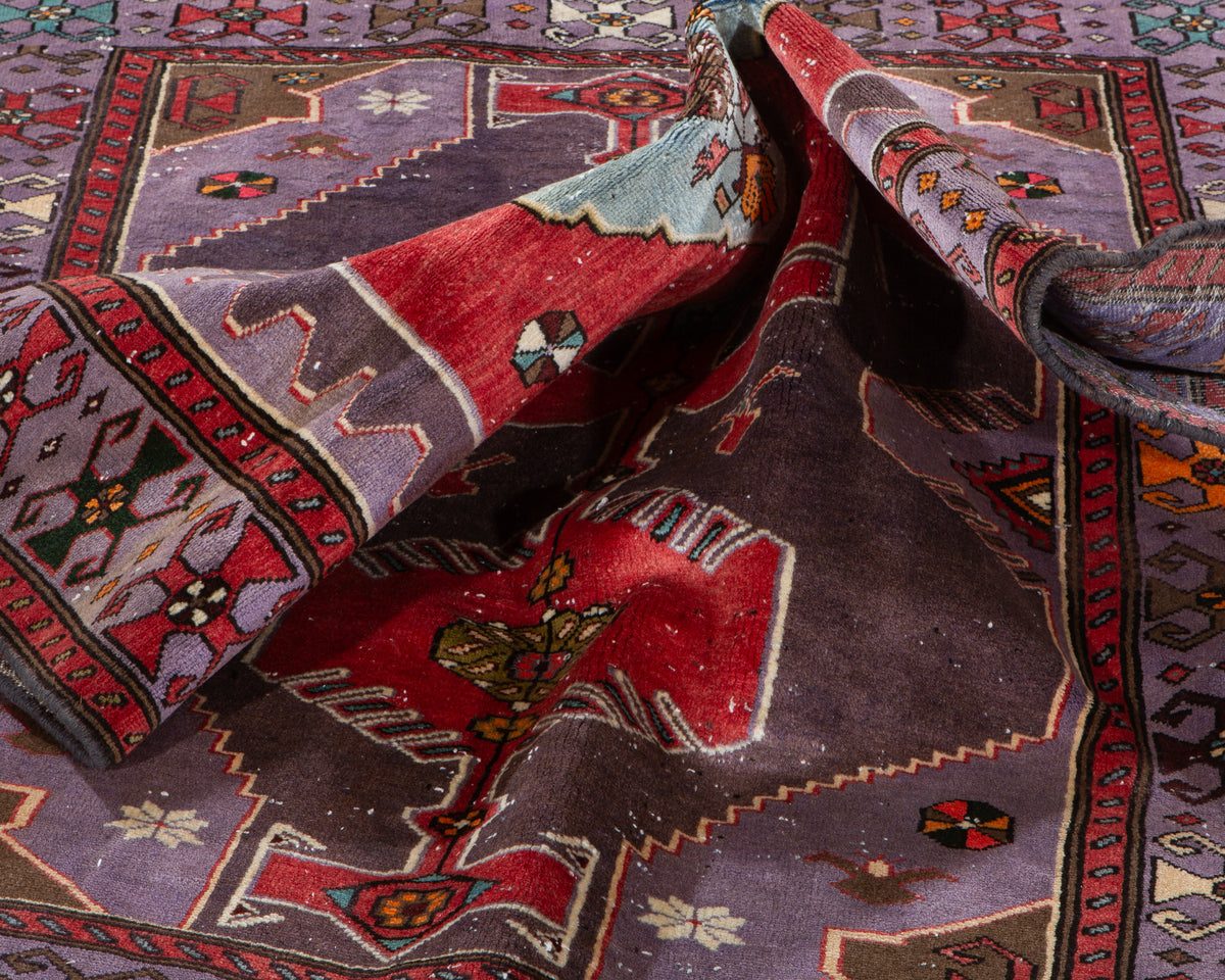 Collectible Antique Purple & Red Rug – 7' 2" x 4' 1" (219 x 125 cm)