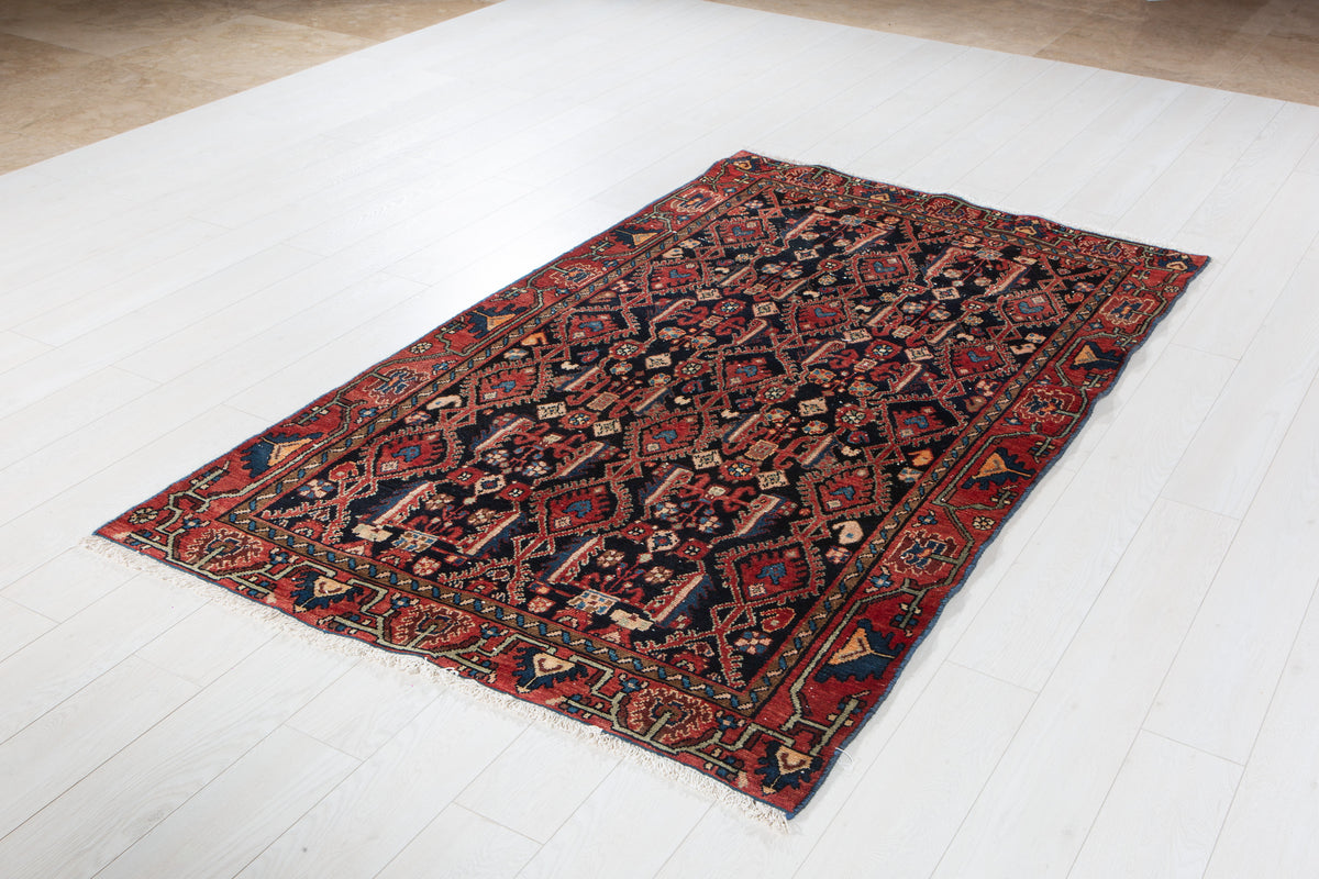 Collectible Antique Deep Navy Blue Rug – 6' 10" x 4' 2" (209 x 126 cm)