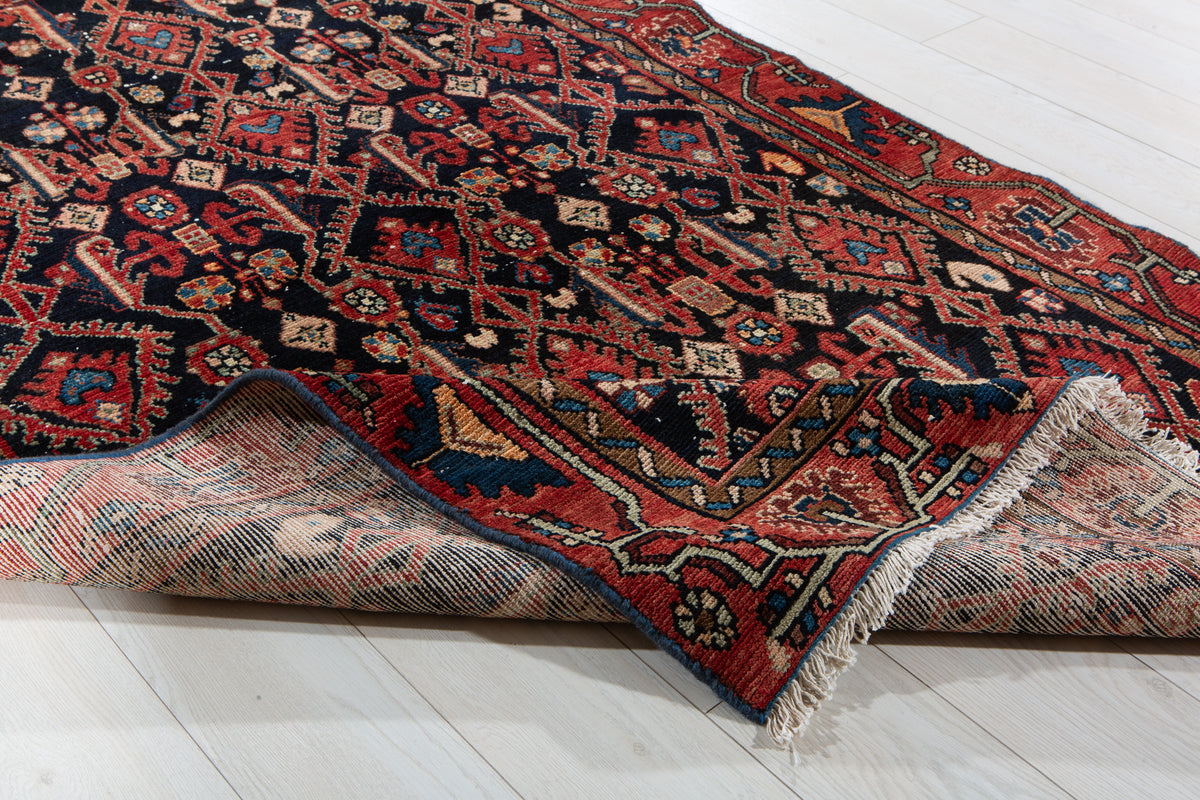 Collectible Antique Deep Navy Blue Rug – 6' 10" x 4' 2" (209 x 126 cm)