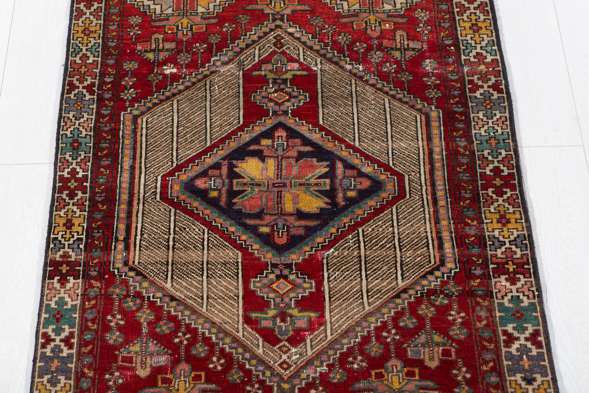Small Antique Camel Brown & Red Rug – 5' 4" x 3' 4" (162 x 102 cm)