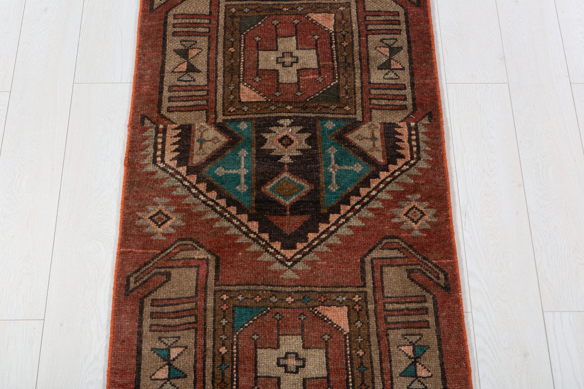 Small Antique Rust Red Rug – 4' 8" x 2' 4" (142 x 71 cm)