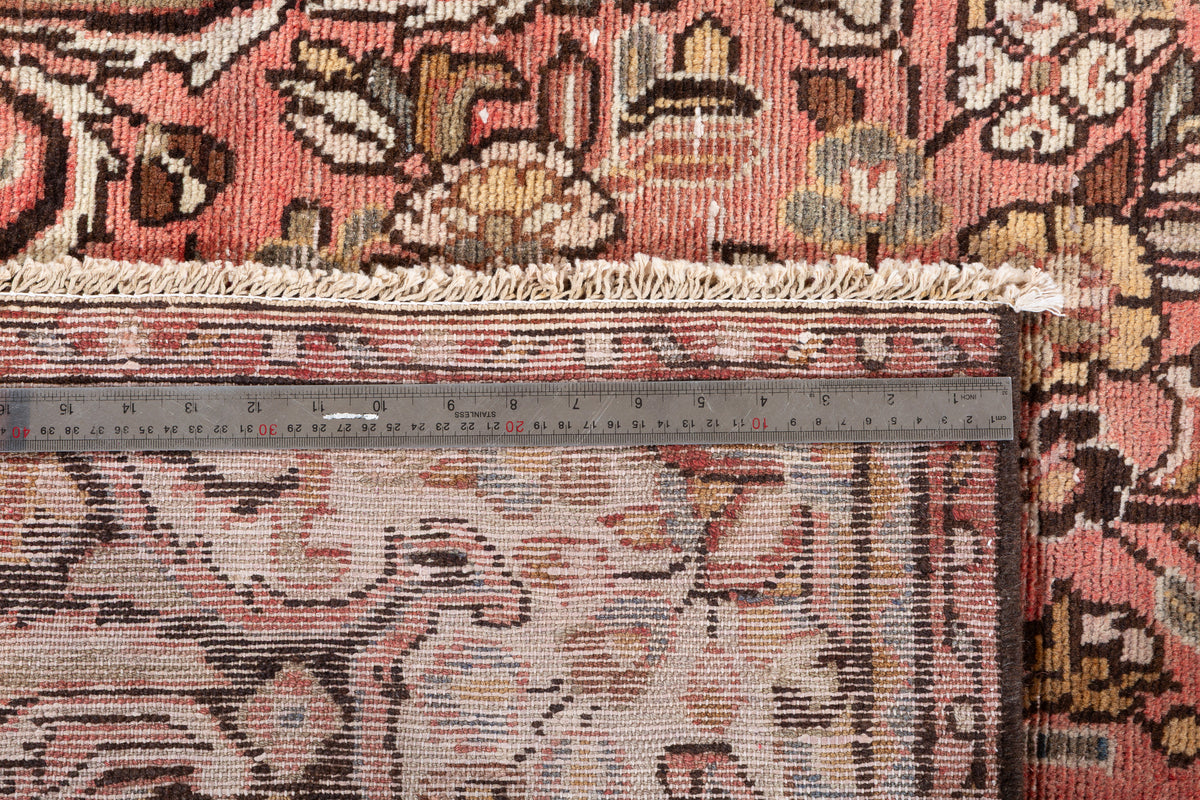 Antique Floral Hand-Knotted Wool Rug, Faded Red – 8' 4" x 3' 9" (254 x 114 cm)
