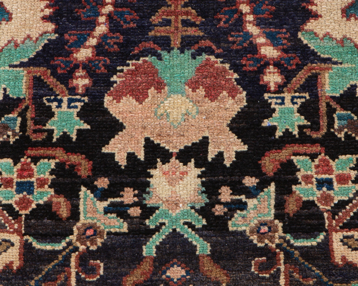 Small Antique Navy Blue Rug – 1' 11" x 1' 10" (59 x 56 cm)