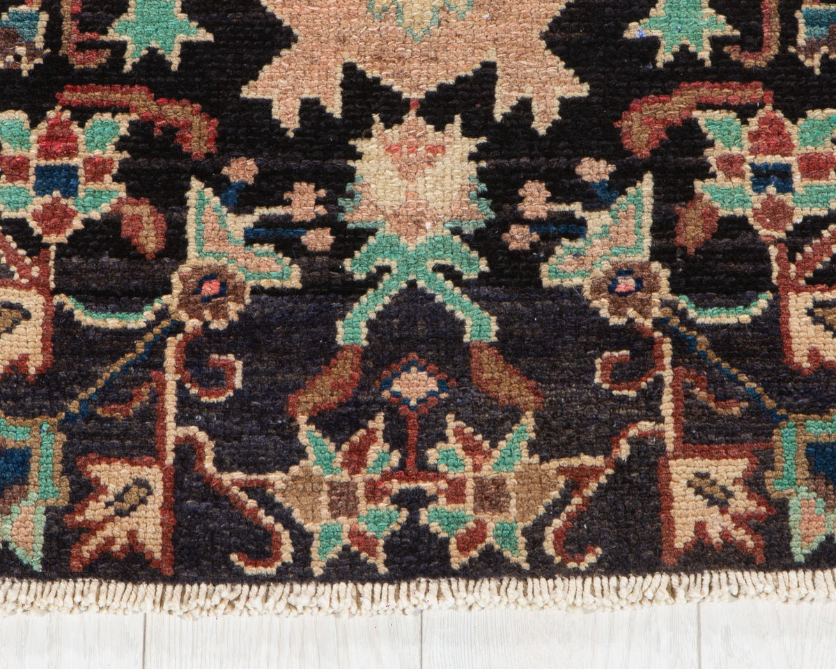 Small Antique Navy Blue Rug – 1' 11" x 1' 10" (59 x 56 cm)