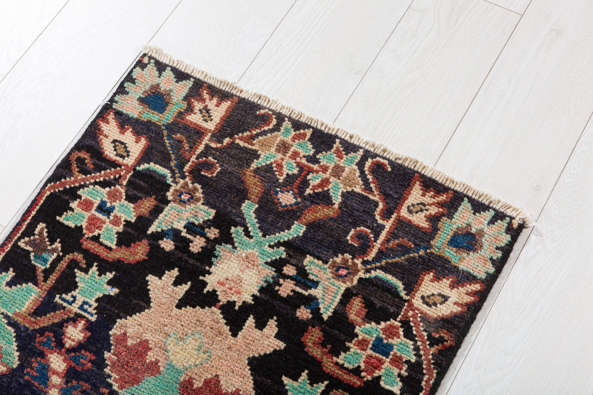 Small Antique Navy Blue Rug – 1' 11" x 1' 10" (59 x 56 cm)