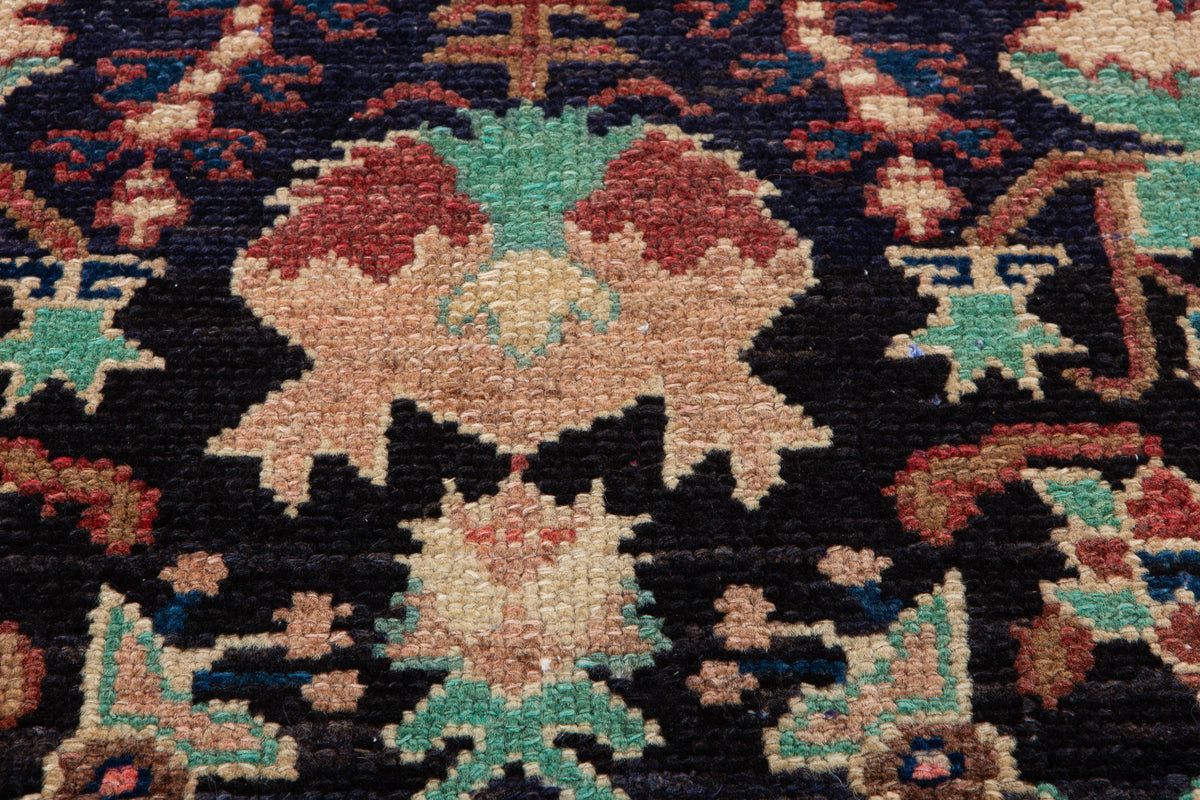 Small Antique Navy Blue Rug – 1' 11" x 1' 10" (59 x 56 cm)