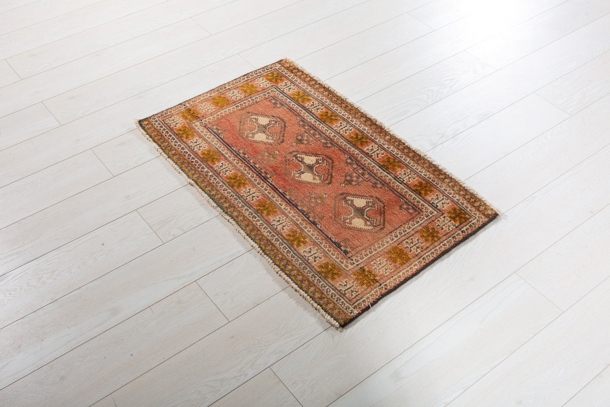 Small Antique Rust Red Rug – 2' 11" x 1' 10" (90 x 55 cm)