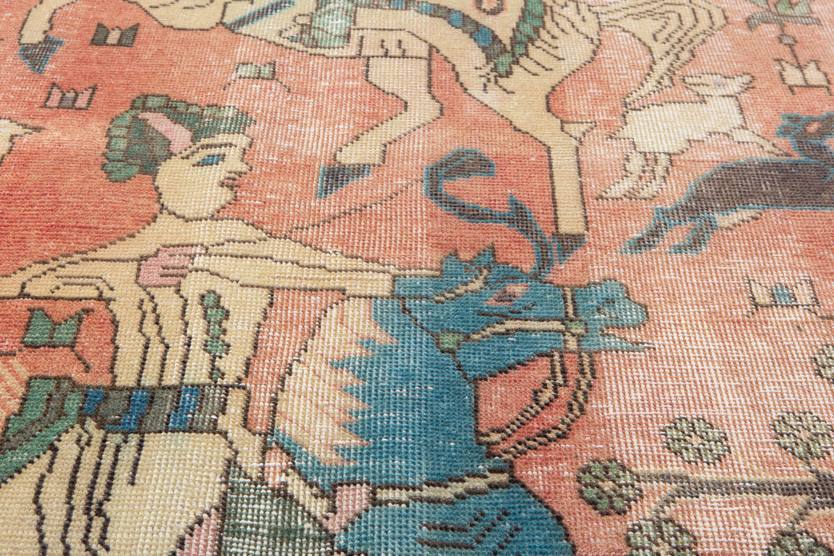 Small Antique Faded Salmon Pink Rug – 4' 9" x 3' 3" (144 x 98 cm)
