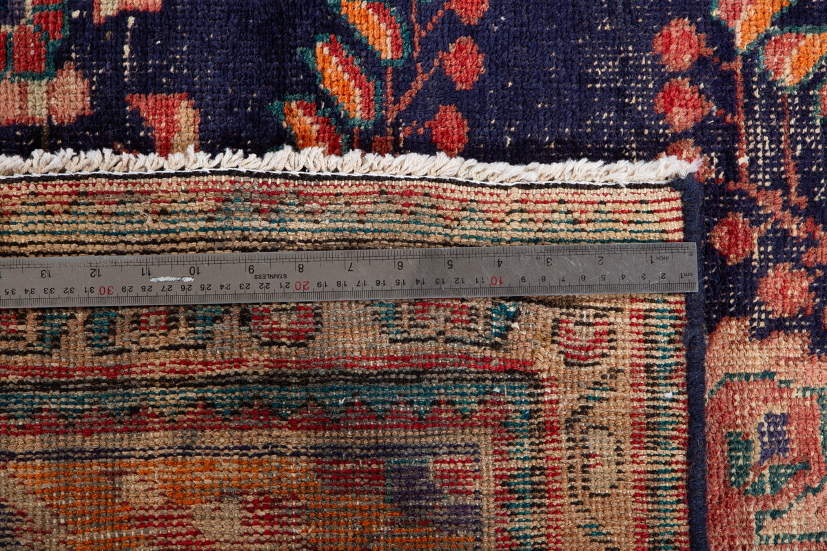Small Antique Navy Blue, Orange Rug – 4' 9" x 3' 3" (146 x 100 cm)