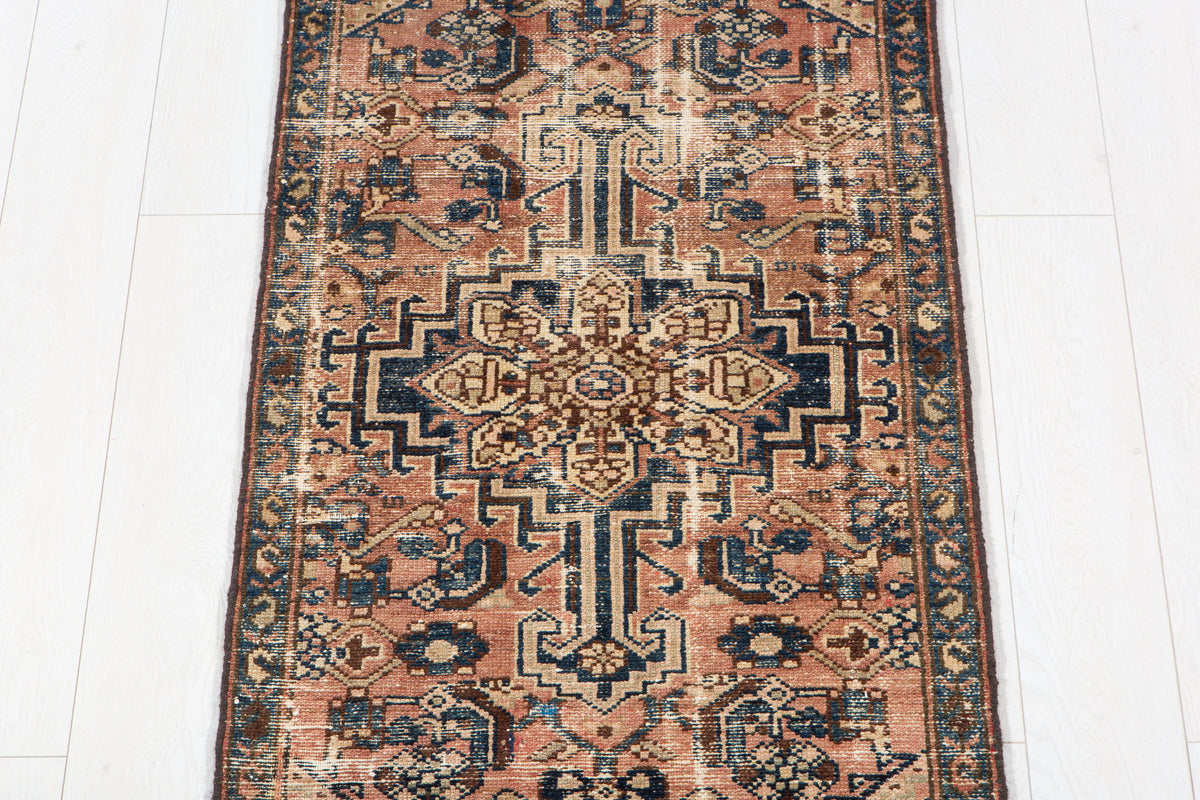Antique Faded Rust Red Rug – 6' 1" x 2' 4" (186 x 71 cm)