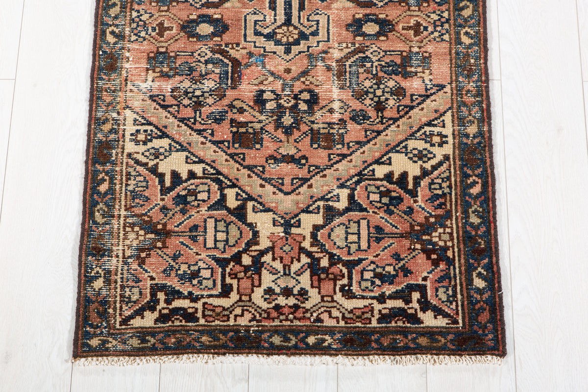 Antique Faded Rust Red Rug – 6' 1" x 2' 4" (186 x 71 cm)