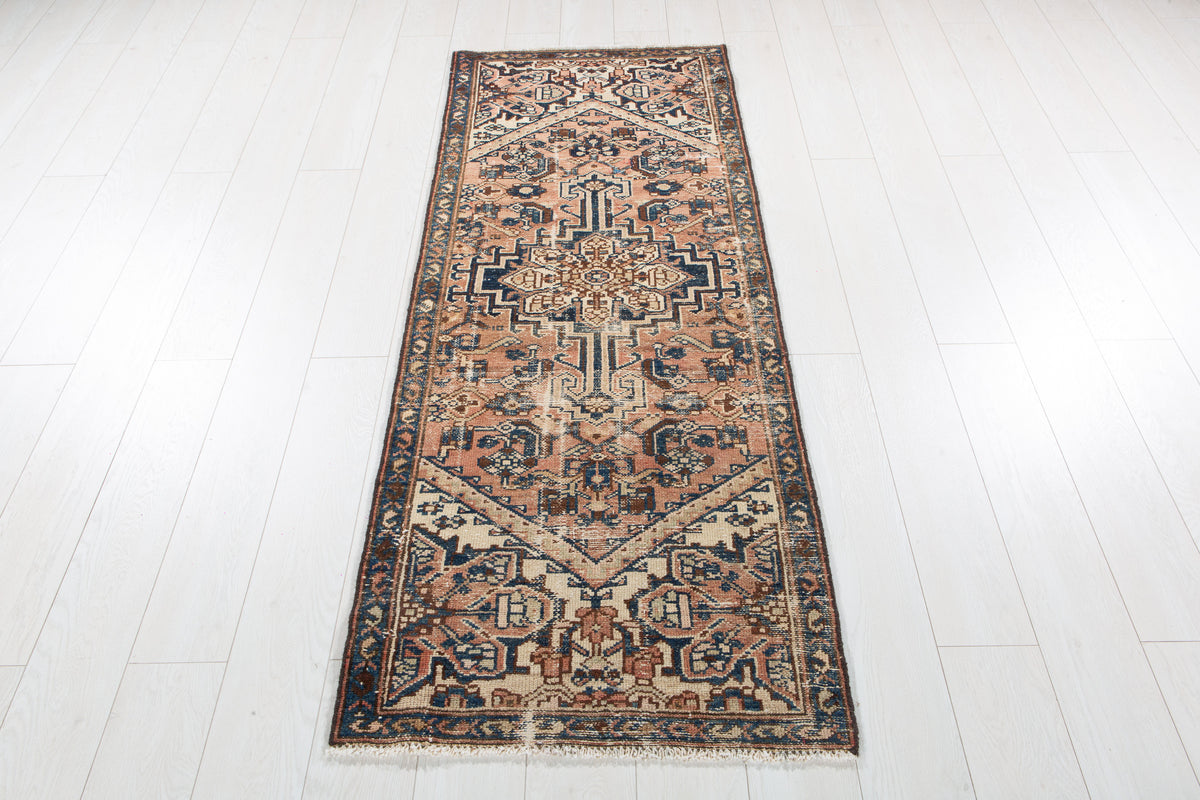 Antique Faded Rust Red Rug – 6' 1" x 2' 4" (186 x 71 cm)