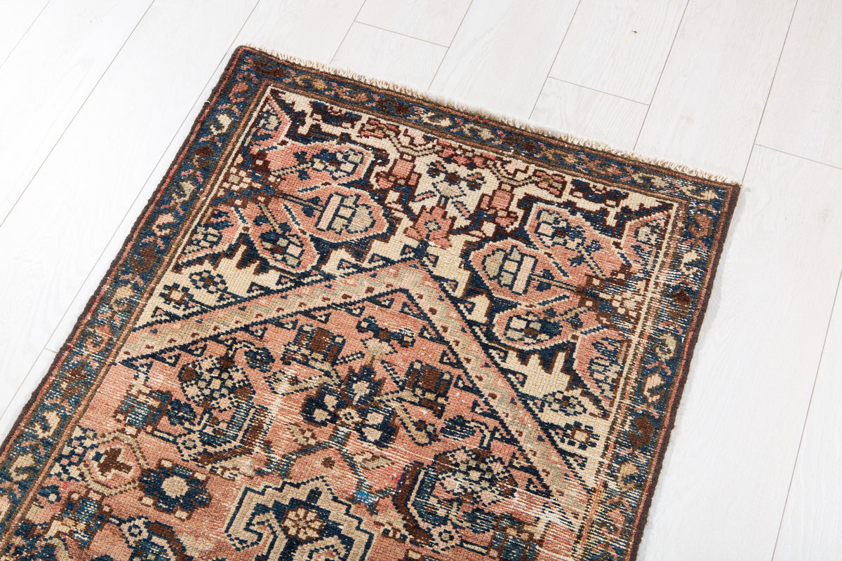 Antique Faded Rust Red Rug – 6' 1" x 2' 4" (186 x 71 cm)