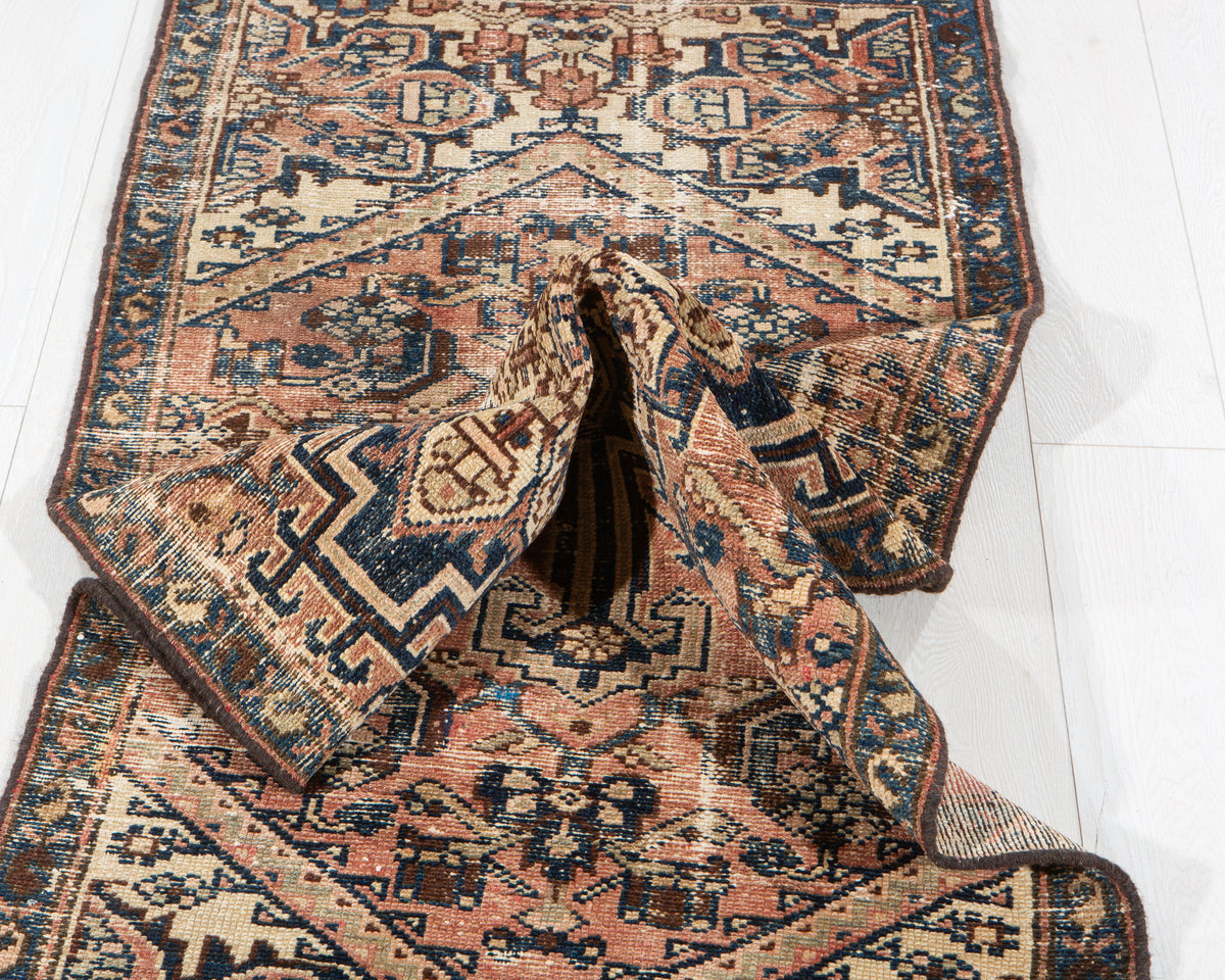 Antique Faded Rust Red Rug – 6' 1" x 2' 4" (186 x 71 cm)