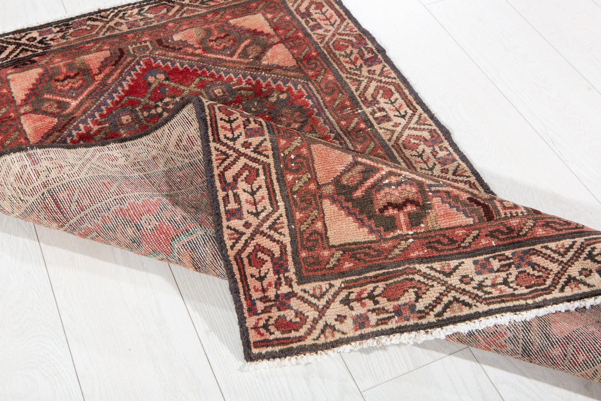 Small Antique Faded Rust Red Rug – 3' 10" x 2' 4" (118 x 71 cm)