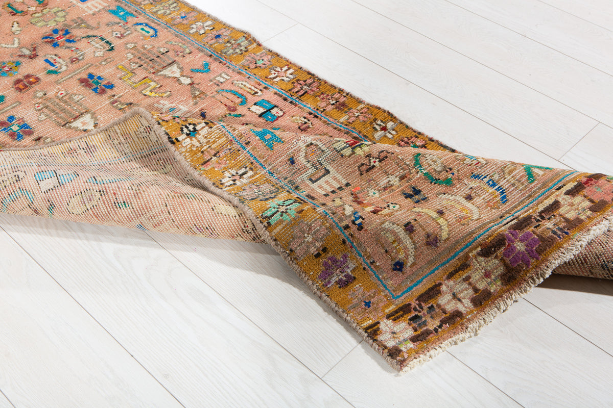 Small Antique Faded Pink Peach Rug – 5' 7" x 2' 7" (169 x 78 cm)