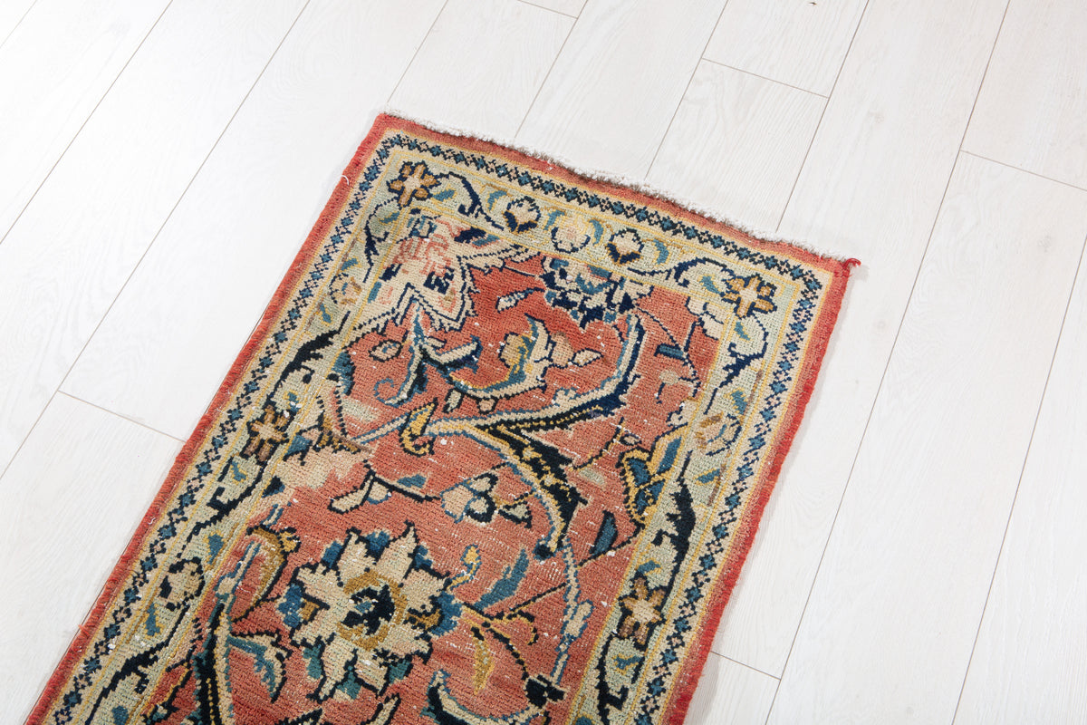 Small Antique Faded Red Rug – 3' 7" x 1' 8" (108 x 52 cm)