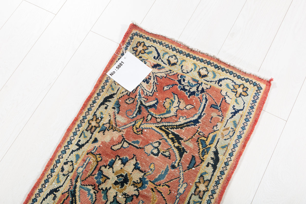 Small Antique Faded Red Rug – 3' 7" x 1' 8" (108 x 52 cm)