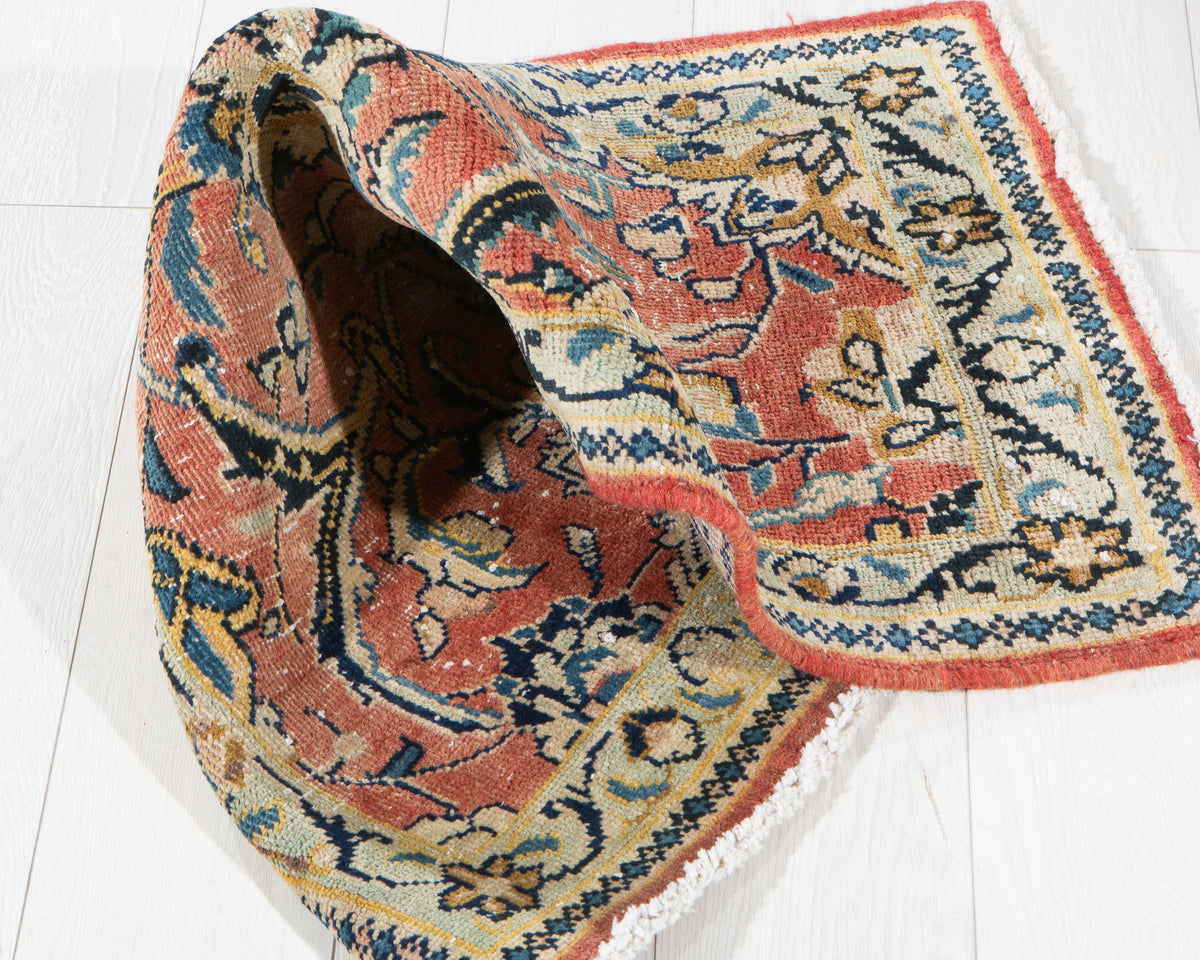 Small Antique Faded Red Rug – 3' 7" x 1' 8" (108 x 52 cm)