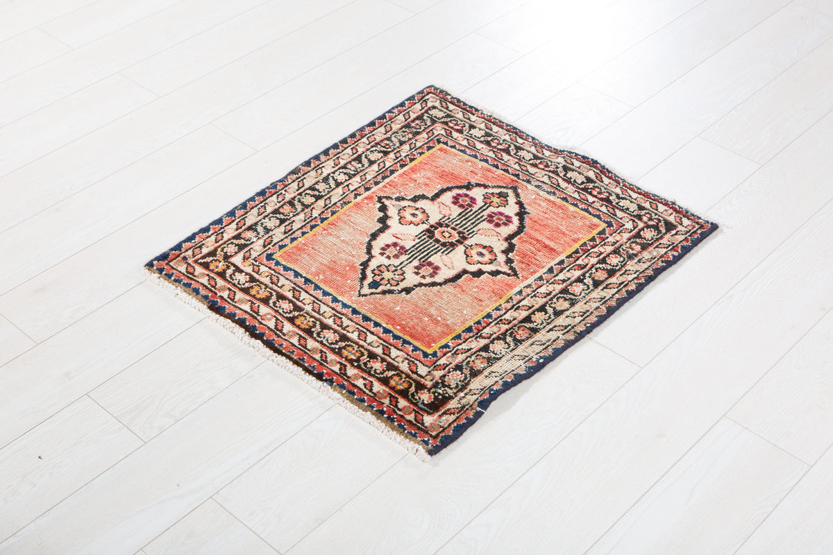 Small Antique Faded Red Rug – 2' 5" x 2' 2" (74 x 66 cm)