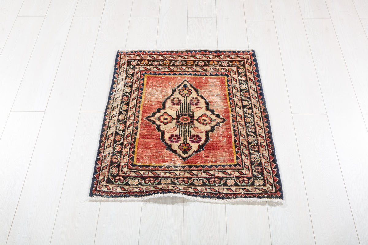 Small Antique Faded Red Rug – 2' 5" x 2' 2" (74 x 66 cm)