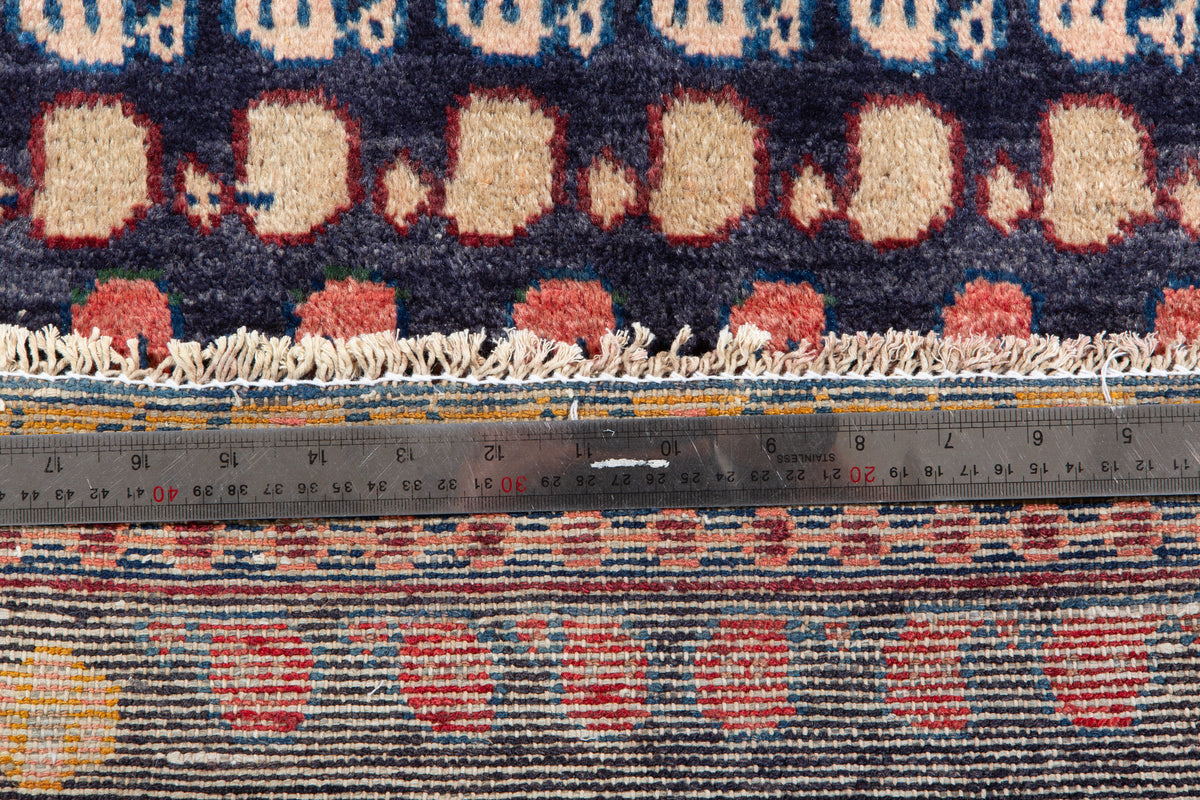 Small Vintage Navy Blue, Yellow Rug – 2' 5" x 1' 10" (73 x 55 cm)