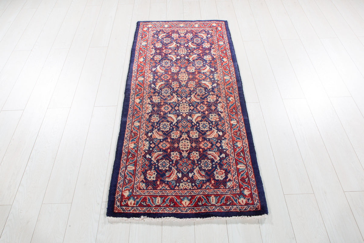 Small Antique Navy Blue Rug – 5' 3" x 2' 6" (160 x 75 cm)