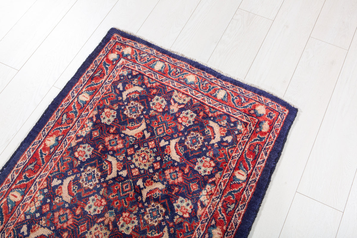 Small Antique Navy Blue Rug – 5' 3" x 2' 6" (160 x 75 cm)