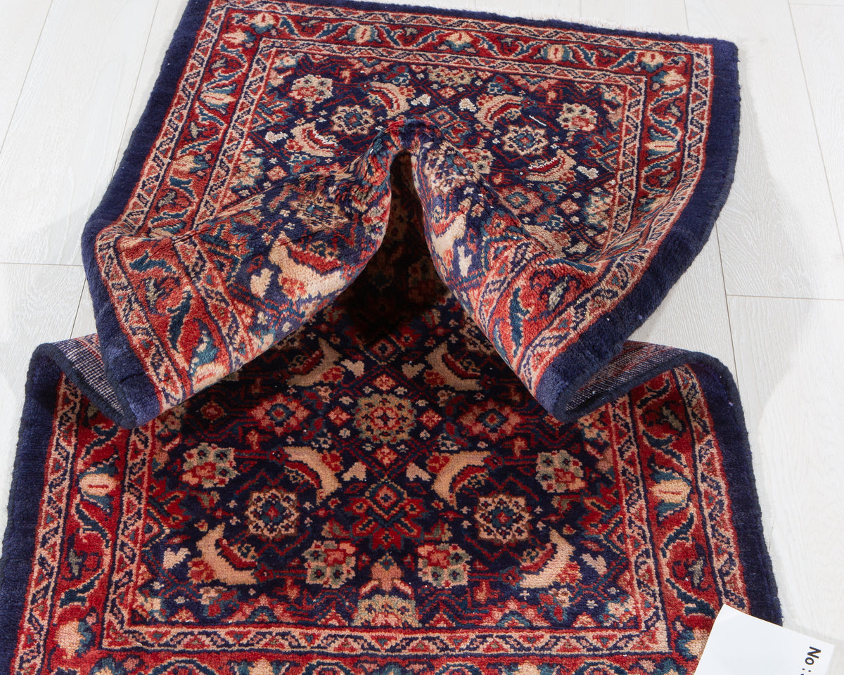Small Antique Navy Blue Rug – 5' 3" x 2' 6" (160 x 75 cm)
