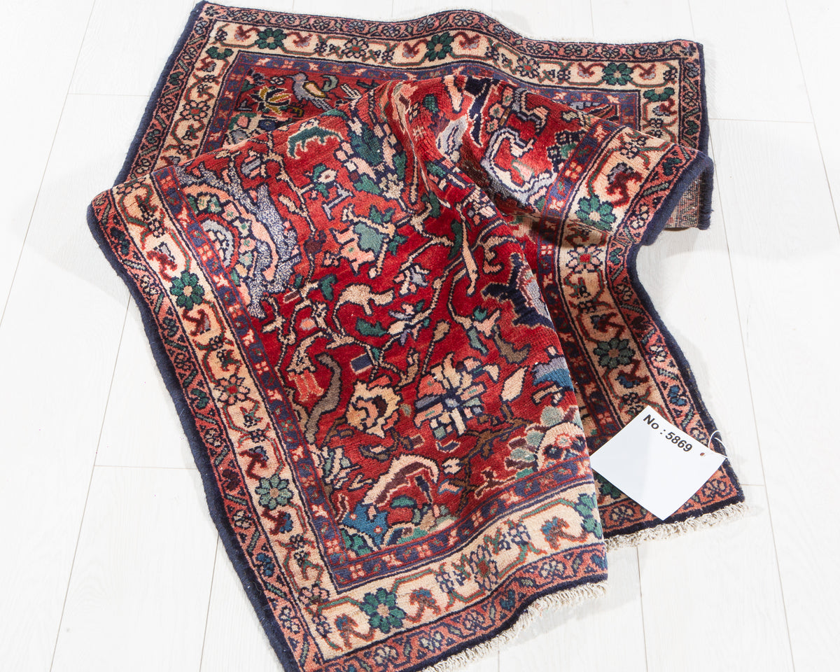 Small Antique Red Rug – 4' 1" x 2' 6" (125 x 77 cm)