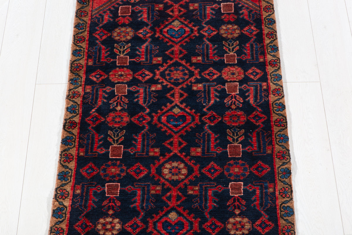 Small Antique Deep Navy Blue Rug – 4' 4" x 2' 6" (132 x 76 cm)