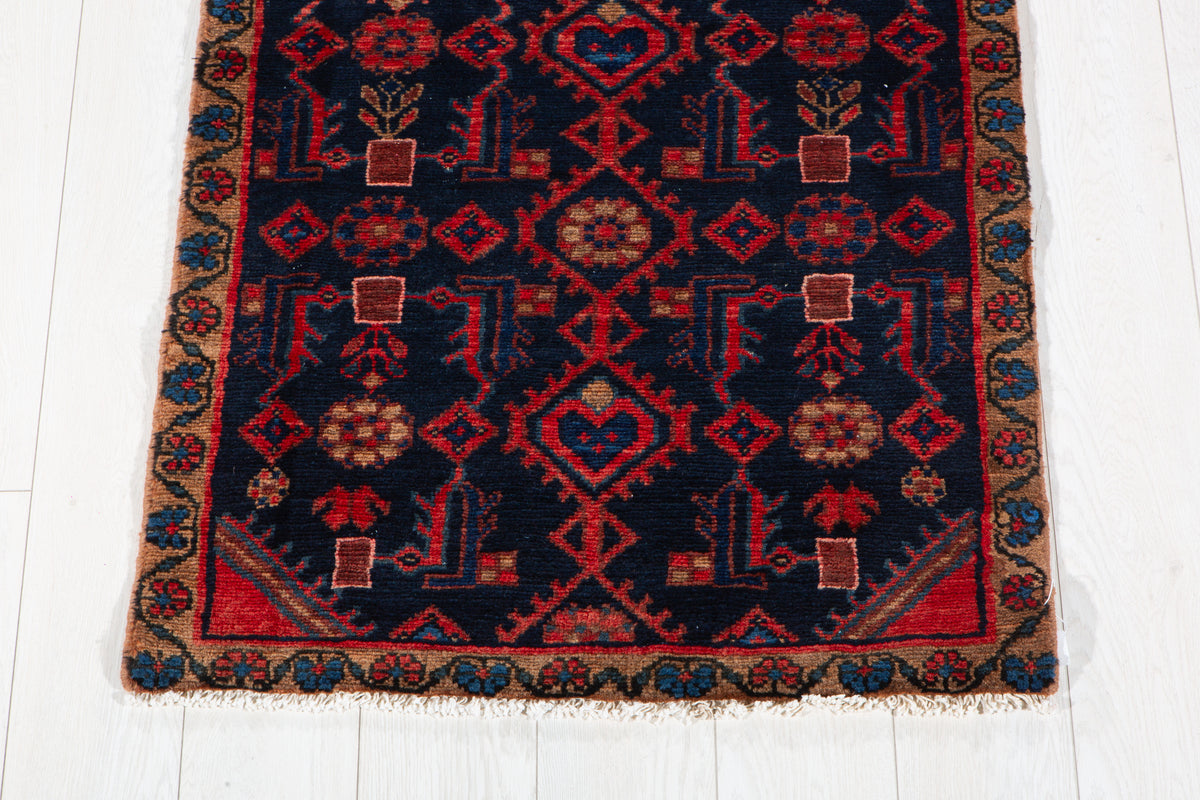 Small Antique Deep Navy Blue Rug – 4' 4" x 2' 6" (132 x 76 cm)